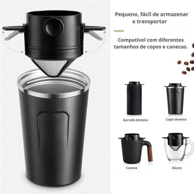 Coador Portátil de Café Mini Filtro De Cafe Aço Inox Reutilizavel